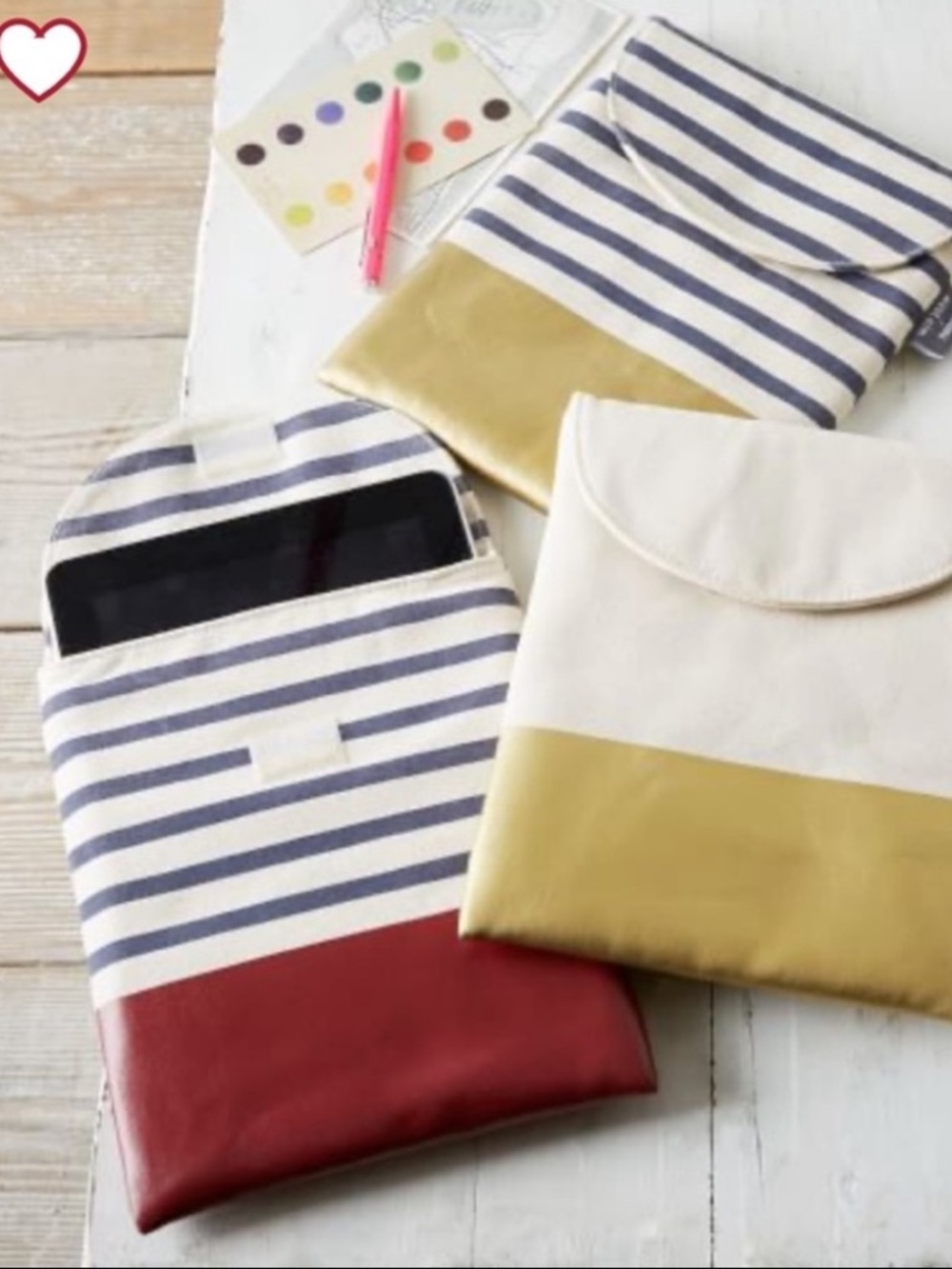 West Elm x BAGGU - Navy/Natural Stripe with Burgundy accent iPad Sleeve/Case